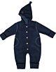 MAXIMO Woll-Fleece Baby-Overall Babyanzug GOTS Wolle Marine Kapuze