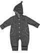 MAXIMO Woll-Fleece Baby-Overall Babyanzug GOTS Wolle Grau Kapuze