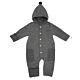 MAXIMO Woll-Fleece Baby-Overall Babyanzug GOTS Wolle Grau Kapuze Unisex